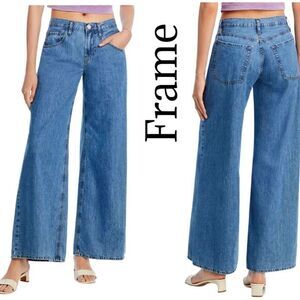 FRAME Denim Le Mid Rise Wide Leg Happy Indigo Jeans Sz 26 NWT